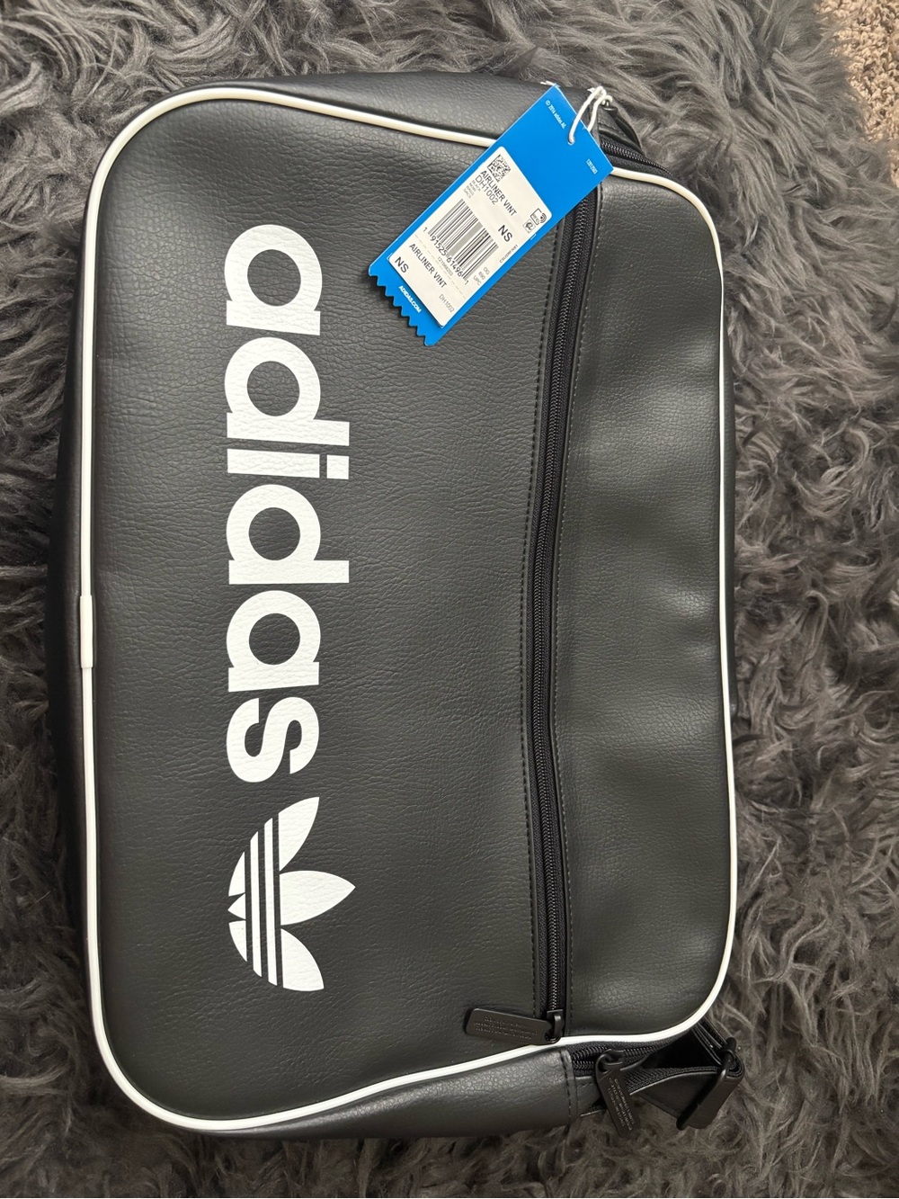 adidas Originals Black and White Vertical Logo Messenger Bag